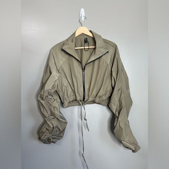 Cropped jacket Cider storm nylon zip up medium army green performance workout - Picture 2 of 7